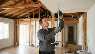 Technician measuring fire alarm locations across a Santa Rosa, CA home for whole-property coverage