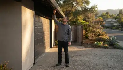 Santa Rosa, CA electrician assesses garage eave and driveway for security lighting installation