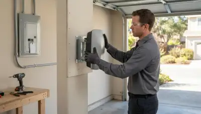 Electrician installing a 40-amp EV charger in a Cotati, CA garage
