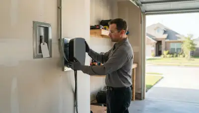 Electric vehicle charger installation by a Santa Rosa, CA electrician in a residential garage