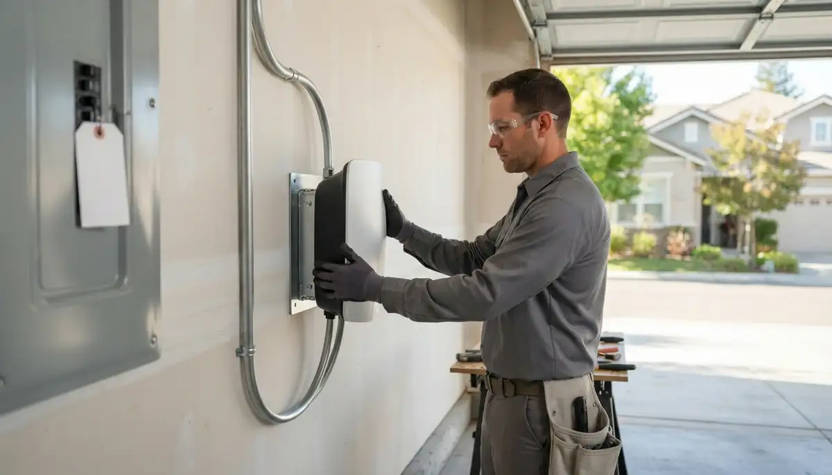 Level 2 EV charger installation in a Forestville, CA home by Santa Rosa electricians
