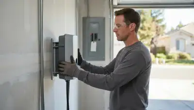 Electrician installing an EV home charger with conduit in Rohnert Park, CA