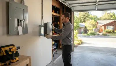 Electric vehicle charger installation with protected conduit at a Santa Rosa, CA home