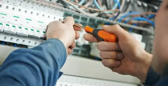 electrical service showing licensed electrician performing electrical panel maintenance and adjustments in Santa Rosa, CA