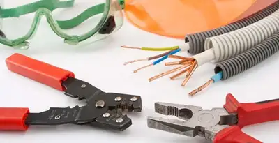 Electrical wiring repair with professional tools and safety equipment in Windsor, CA