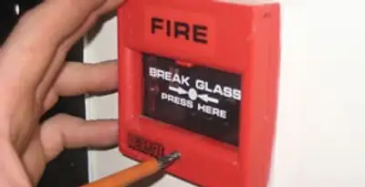 fire alarm installation service showing manual fire alarm pull station installed by licensed electricians in Santa Rosa, CA