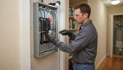 Santa Rosa, CA electrician installing a GFCI breaker in a home's electrical panel