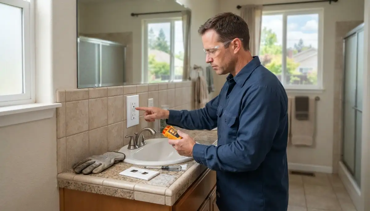 GFCI outlet installation for wet areas by a Cotati, CA electrician