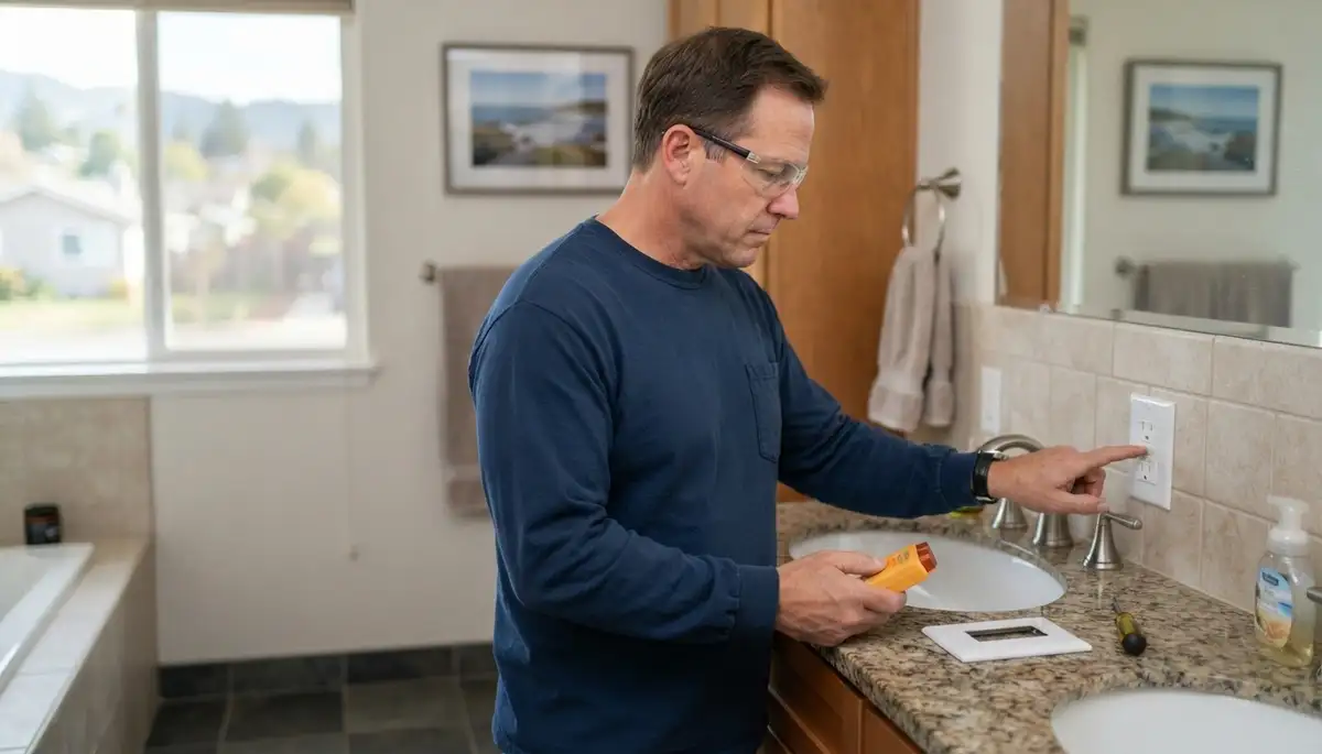 Electrician installing a GFCI outlet for wet-area safety in Valley Ford, CA