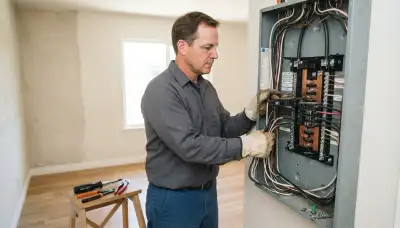 Licensed electrician installing a circuit breaker with a torque screwdriver in a de-energized panel in Santa Rosa, CA