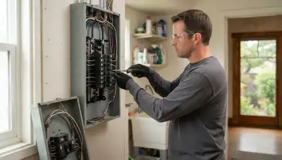 Electrician upgrading an older home's electrical panel to 200-amp service in Cotati, CA