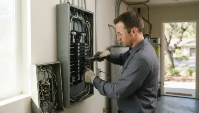 Electrician upgrading an electrical panel in an older Glen Ellen, CA home