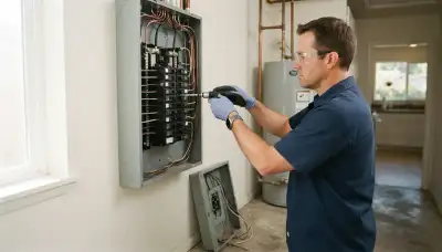 Electrician upgrading an older home's electrical panel in Penngrove, CA