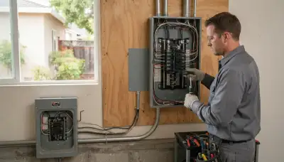 Electrician upgrading an older home's electrical panel in Rohnert Park, CA