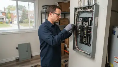 Electrician upgrading an older home's electrical panel in Santa Rosa, CA