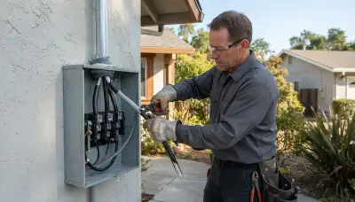 Licensed electrician terminating service conductors in a new meter base in Santa Rosa, CA