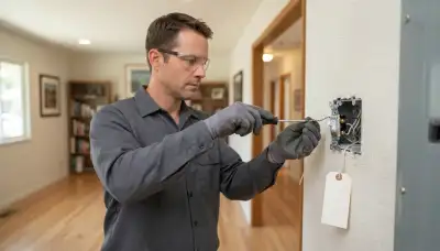 Electrician replacing a wall switch and securing wire terminals in a Santa Rosa, CA home