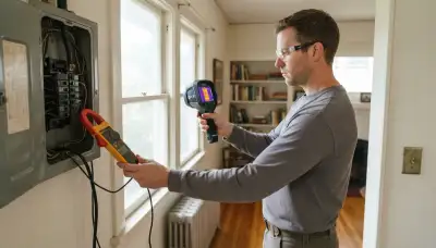 Electrician performs Santa Rosa, CA home energy audit with thermal camera and electrical load measurement