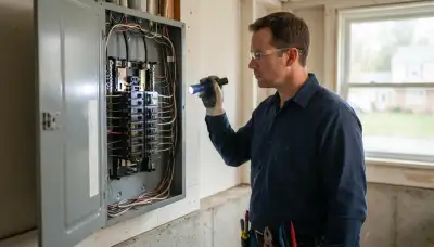 Electrician performing a whole-home electrical inspection in Fulton, CA
