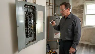 Electrician conducting a whole-home electrical inspection in Kenwood, CA домовhomes