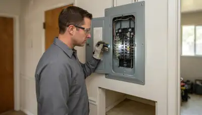 Electrician performing a whole-home electrical inspection at a Penngrove, CA home panel