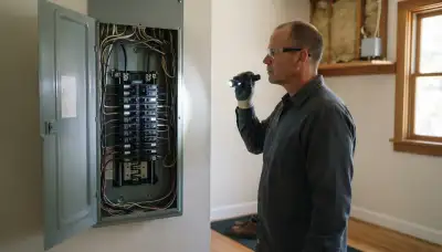 Electrician performing a whole-home electrical inspection in Sebastopol, CA